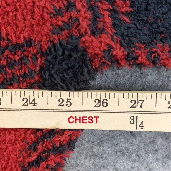 SKIMS Buffalo Plaid Fuzzy Knit Sweater 2X Red Black Cozy Oversized Soft - Picture 4 of 11